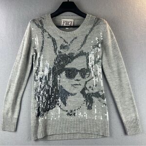 Chelsea & Violet Gray Sequin Sweater